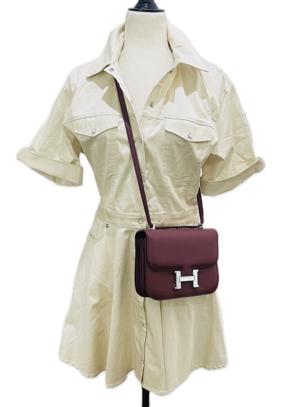 Zara Button-Front Cream Mini Shirt Dress